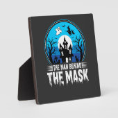 Halloween Man Achter het Masker Spookhuis Fotoplaat (Voorkant)