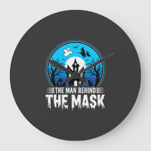 Halloween Man Achter het Masker Spookhuis Grote Klok