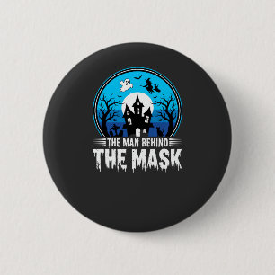 Halloween Man Achter het Masker Spookhuis Ronde Button 5,7 Cm