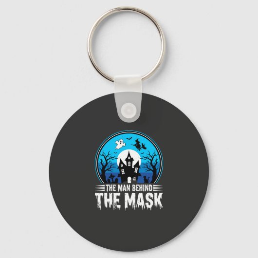 Halloween Man Achter het Masker Spookhuis Sleutelhanger (Voorkant)