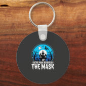 Halloween Man Achter het Masker Spookhuis Sleutelhanger (Voorkant)