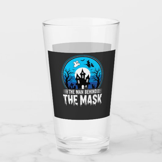 Halloween Man Behind the Mask Haunted House Glas (Voorkant)