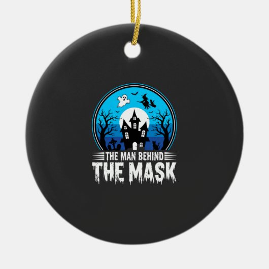 Halloween Man Behind the Mask Haunted House Keramisch Ornament (Voorkant)