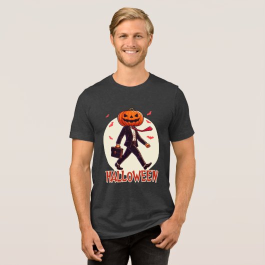 Halloween-man Tri-Blend Shirt (Voorkant volledig)