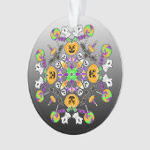 Halloween Mandala Ghosts, pompoenen en Lolipops Ornament (voorkant)