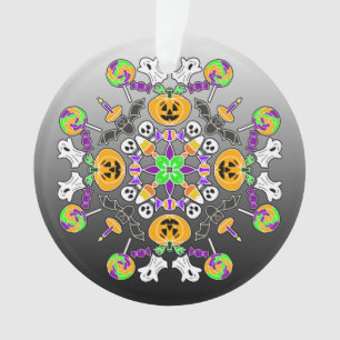 Halloween Mandala Ghosts, pompoenen en Lolipops Ornament