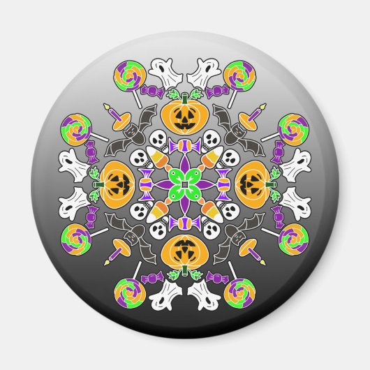 Halloween Mandala Ghosts, pompoenen Ornament Magneet (Voorkant)