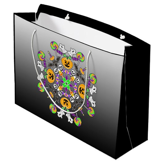 Halloween Mandala Ghosts, pompoenen, vleermuizen e Groot Cadeauzakje (Achterkant Gekanteld)