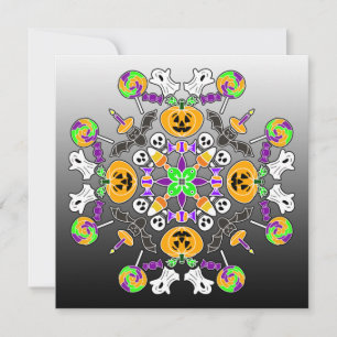 Halloween Mandala Ghosts, pompoenen, vleermuizen e Kaart