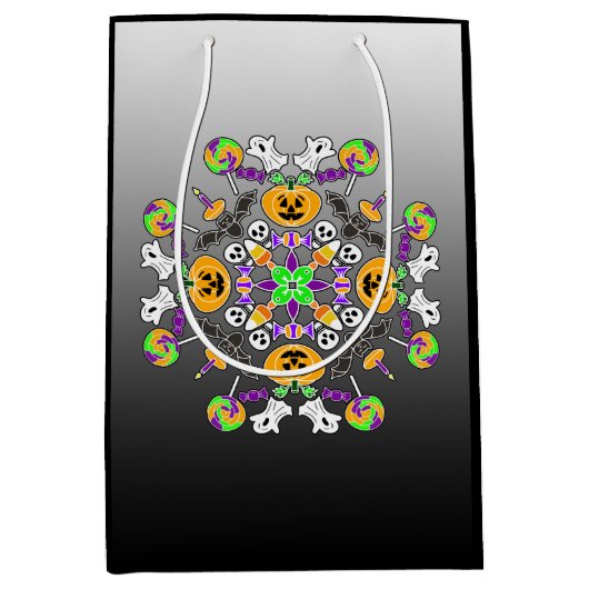 Halloween Mandala Ghosts, pompoenen, vleermuizen e Medium Cadeauzakje (Voorkant)