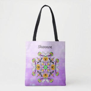 Halloween Mandala Ghosts, pompoenen, vleermuizen e Tote Bag