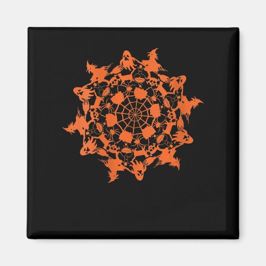 Halloween Mandala Spider Witch Ghost Skull Gift Magneet (Voorkant)