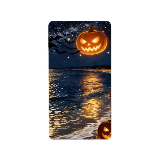 Halloween Maneschijnstrand Etiket (Voorkant)