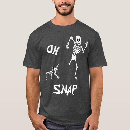 Halloween Mannen Vrouwen Oh Snap Skelet en Dog T-shirt (Voorkant)