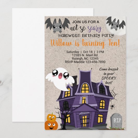 Halloween mansie is niet zo'n enge verjaardagsuitn kaart (Voorkant / Achterkant)