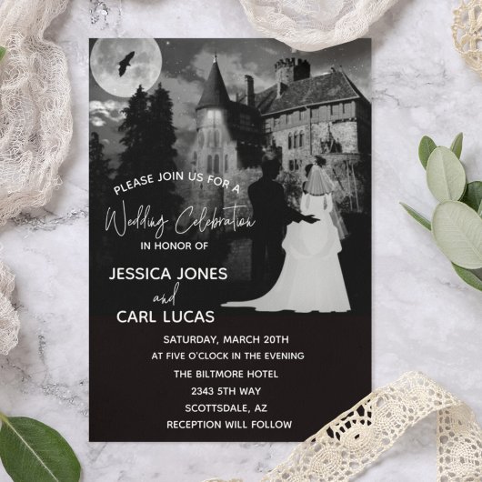 Halloween Mansion Couple Wedding Oktober Kaart