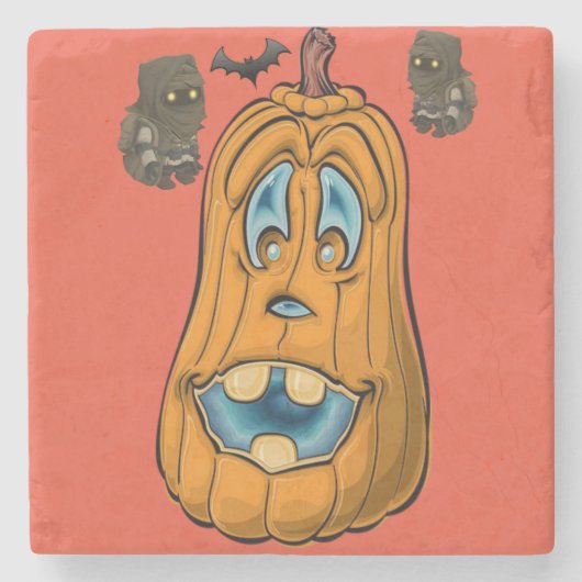 Halloween Marble Stone Onderzetter, pompoen Stenen Onderzetter (Voorkant)