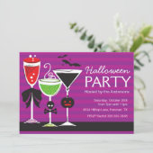 Halloween Martini Dinner Party Invitation Kaart (Staand voorkant)
