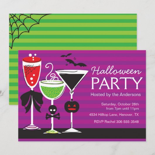Halloween Martini Dinner Party Invitation Kaart (Voorkant / Achterkant)