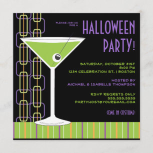 Halloween Martini Eyeball Cocktail Party Kaart