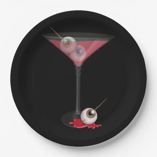 Halloween Martini met oogbol Papieren Bordje (Voorkant)