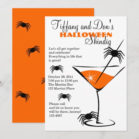 Halloween Martini Shindig! Kaart (Voorkant / Achterkant)