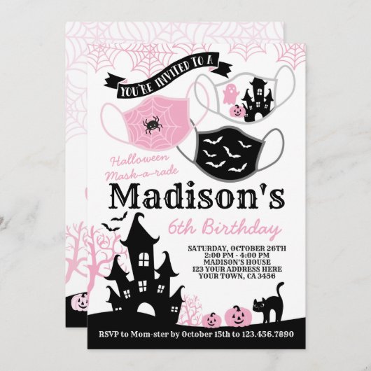 Halloween Mask-a-rade Kaart (Voorkant / Achterkant)