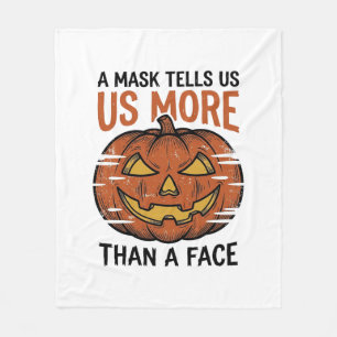 Halloween Mask Quote Vintage Pompoen Gezicht T-Shi Fleece Deken