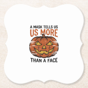 Halloween Mask Quote Vintage Pompoen Gezicht T-Shi Kartonnen Onderzetters