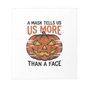 Halloween Mask Quote Vintage Pompoen Gezicht T-Shi Notitieblok