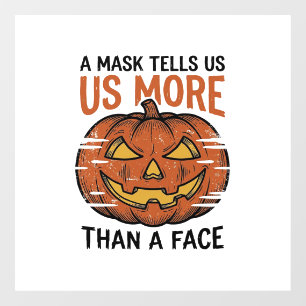 Halloween Mask Quote Vintage Pompoen Gezicht T-Shi Raamsticker