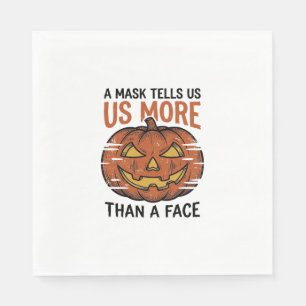 Halloween Mask Quote Vintage Pompoen Gezicht T-Shi Servet