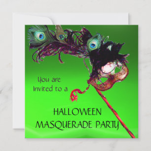 HALLOWEEN MASKERADE FEEST, Groen rood Kaart