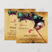 HALLOWEEN MASKERADE FEest perkament Kaart (Voorkant / Achterkant)