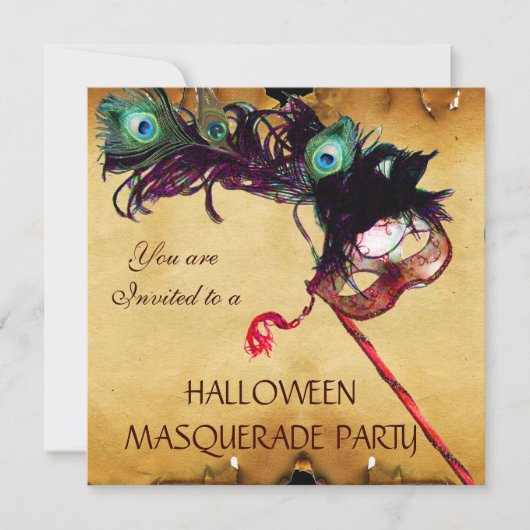HALLOWEEN MASKERADE FEest perkament Kaart (Voorkant)