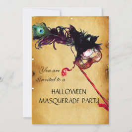 HALLOWEEN MASKERADE FEEST, perkament waszegel Kaart