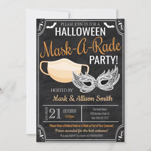 Halloween Maskerade Feest Uitnodiging (Voorkant)
