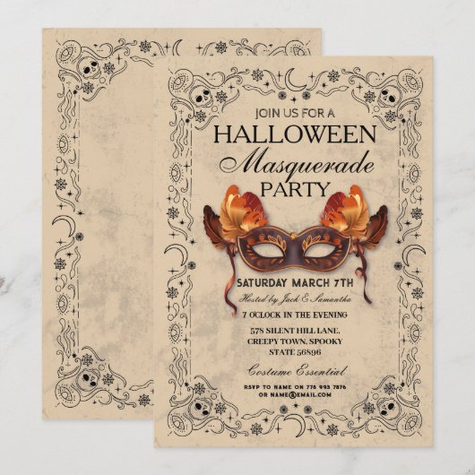 Halloween Maskerade Mask Ball Gothic Kaart (Voorkant / Achterkant)