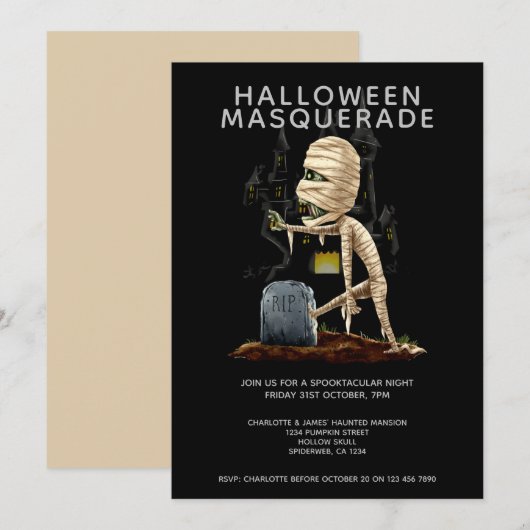 Halloween Maskerade Mummie en Graf Kaart (Voorkant / Achterkant)