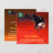 HALLOWEEN MASKERADENFEest, Rood Geel Oranje Kaart (Voorkant / Achterkant)