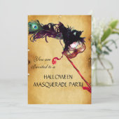 HALLOWEEN MASKERADENPARTY, perkament Kaart (Staand voorkant)