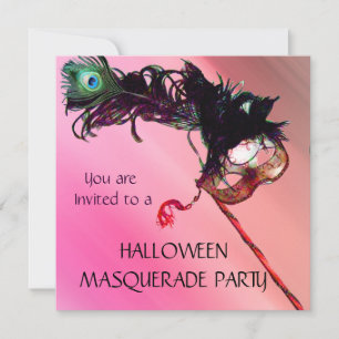HALLOWEEN MASKERADENPARTY, Rood Gele zijde Kaart