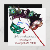 HALLOWEEN MASKERADENPARTY,Zwart wit Kaart (Voorkant / Achterkant)