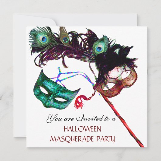 HALLOWEEN MASKERADENPARTY,Zwart wit Kaart (Voorkant)