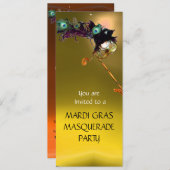 HALLOWEEN MASKERBAL, Geel Oranje Kaart (Voorkant / Achterkant)