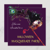 HALLOWEEN MASKERBAL,Paarszwart Kaart (Voorkant / Achterkant)
