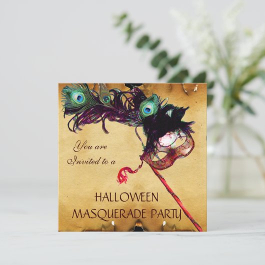 HALLOWEEN MASKERBAL pergament Kaart (Staand voorkant)