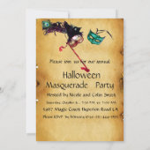 HALLOWEEN MASKERBAL, perkament Kaart (Achterkant)