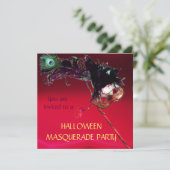 HALLOWEEN MASKERBAL, Rood bordeauxrood Kaart (Staand voorkant)
