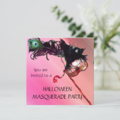 HALLOWEEN MASKERBAL, Rood Geel zijde Kaart (Staand voorkant)